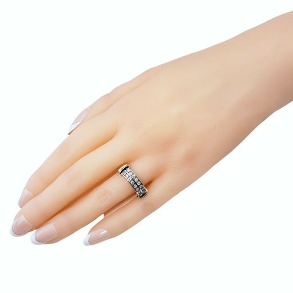 Vintage 14 Karat White/Yellow Gold and Diamond Ring Size 7.25 #11380 - Picture 7 of 8